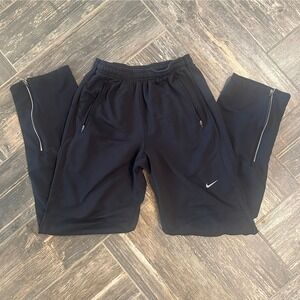 Nike Dri-Fit Mens Black Athletic Track Pants Joggers Zip Legs Size S